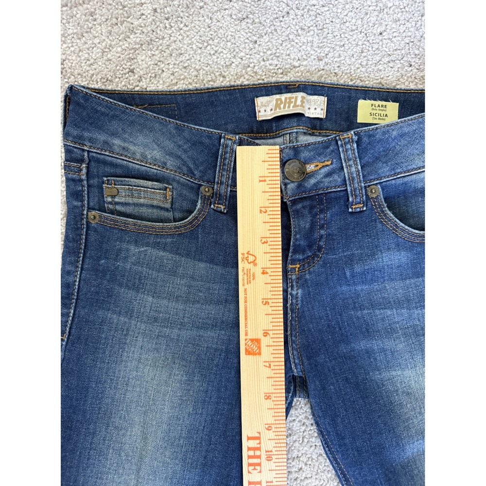 Rifle Sicilia Low Rise Flare Jeans Blue Wash Size 6 Y2K Distressed - Picture 5 of 7
